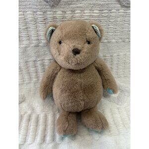 B SOFTIES Brown Beige Plush Teddy Bear Turquoise Ears Paws Feet Dots Battat